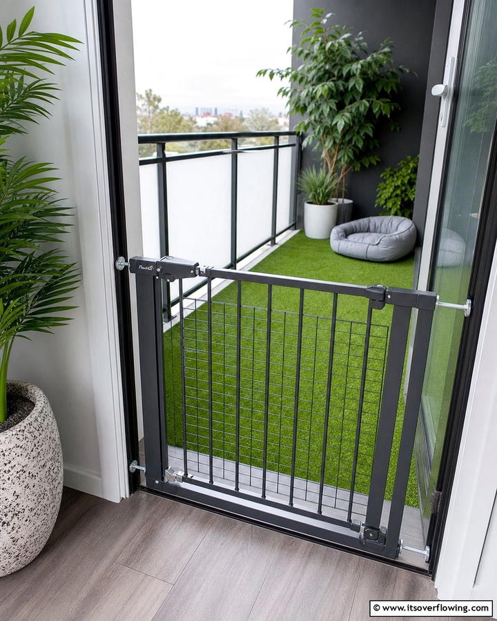 Add a Pet Gate at the Entrance - 20 Dog Balcony Ideas for Your Furry Friend’s Comfort
