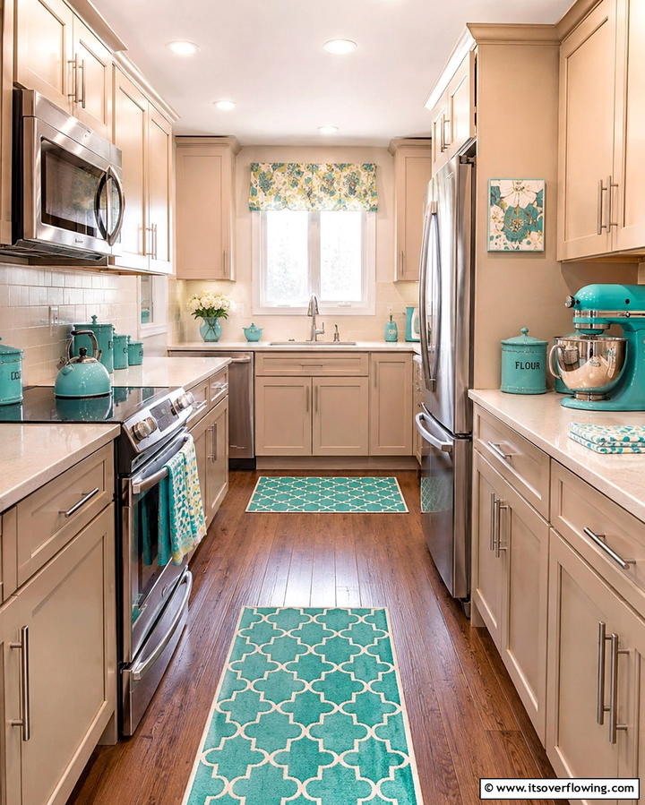Add a Pop of Color with Accessories - 25 Small Galley Kitchen Ideas on a Budget