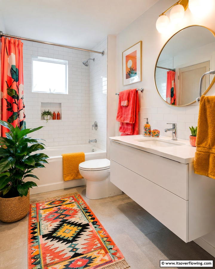 Add a Pop of Color with Accessories - 25 Apartment Bathroom Ideas to Maximize Small Spaces