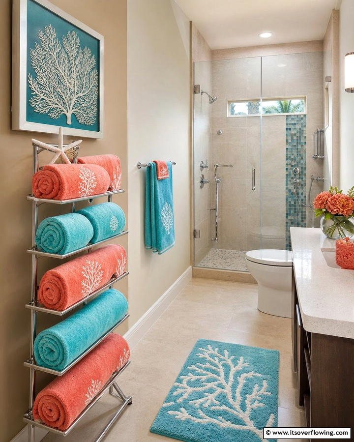 Add a Pop of Color with Towels - 25 Guest Bathroom Ideas for a Welcoming Space