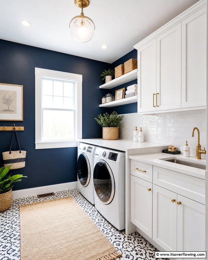 Add a Pop of Navy Blue - 25 Blue Laundry Room Ideas for a Fresh and Clean Look