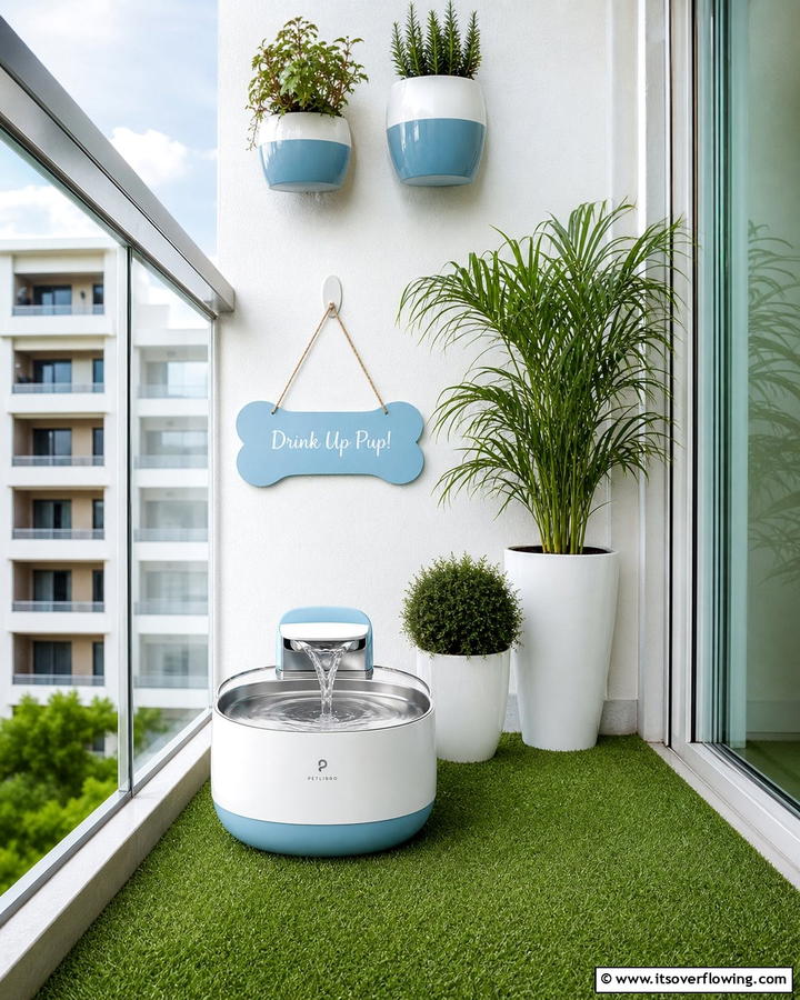 Add a Small Water Fountain - 20 Dog Balcony Ideas for Your Furry Friend’s Comfort