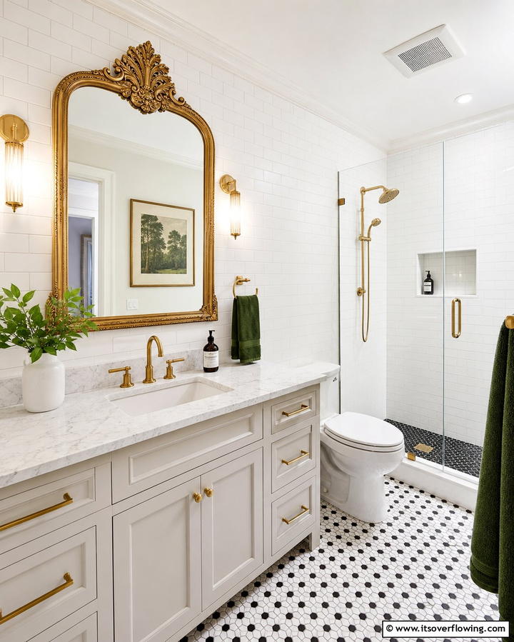 Add a Statement Mirror - 25 Guest Bathroom Ideas for a Welcoming Space