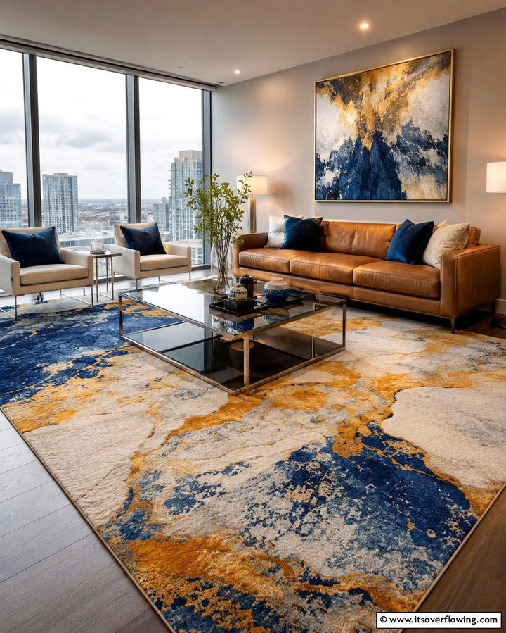 Add a Statement Rug - 30 Space-Saving Condo Living Room Ideas for Urban Dwellers