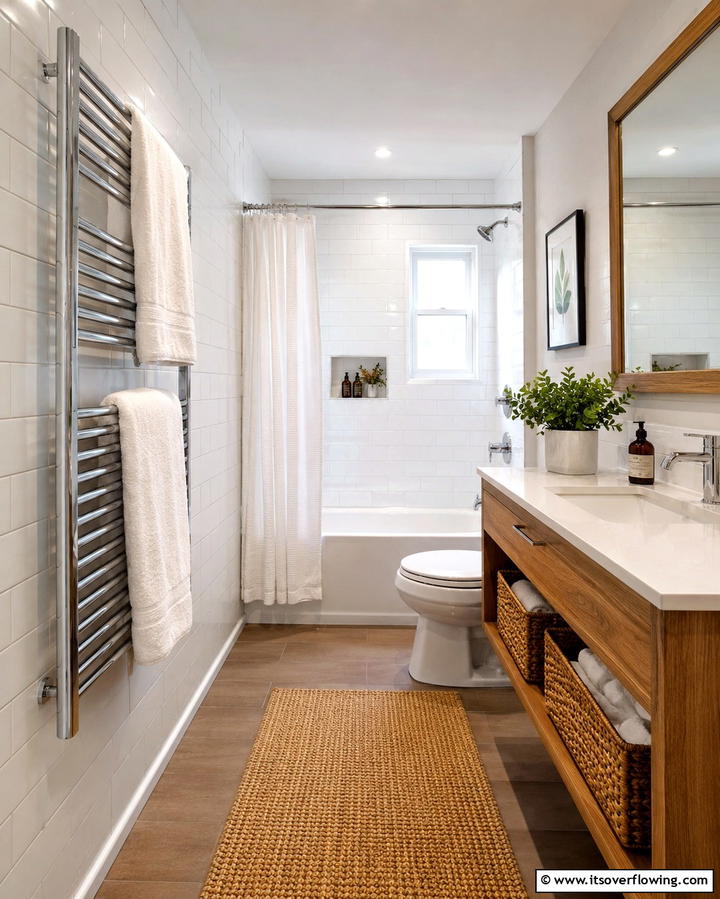 Add a Towel Warmer for Comfort - 25 Apartment Bathroom Ideas to Maximize Small Spaces