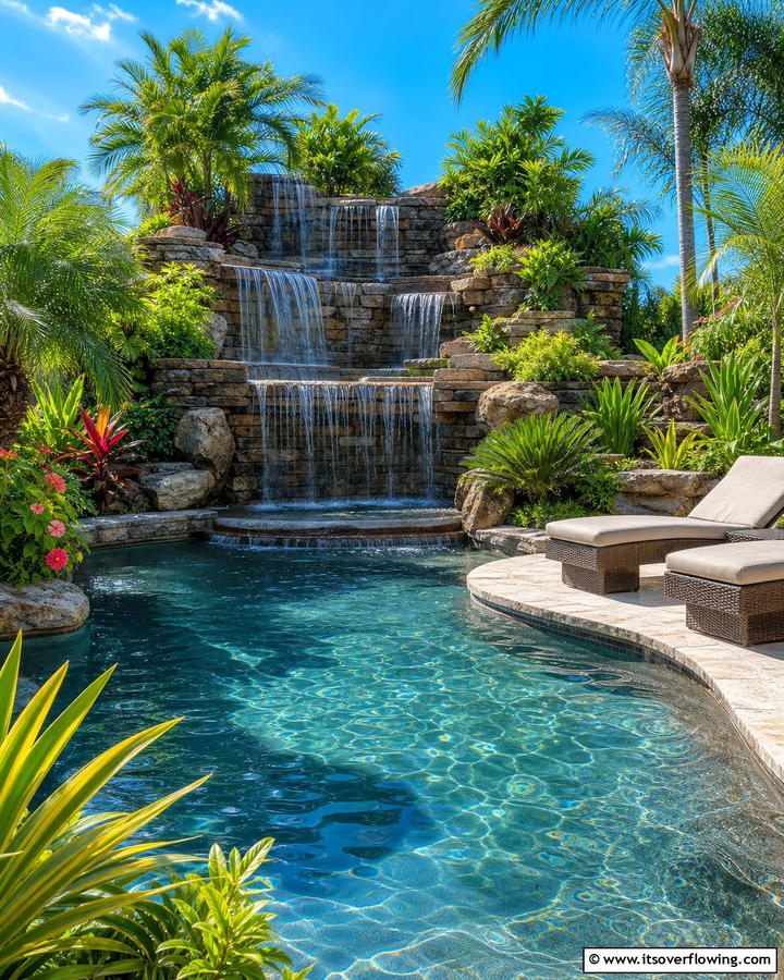 Add a Water Feature for Sound Masking - 20 Pool Privacy Ideas to Enhance Your Outdoor Space