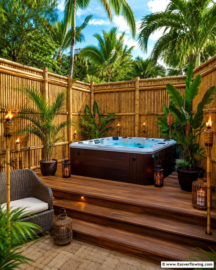 Adding Bamboo Fencing - 25 Backyard Hot Tub Privacy Ideas for Relaxing Spaces