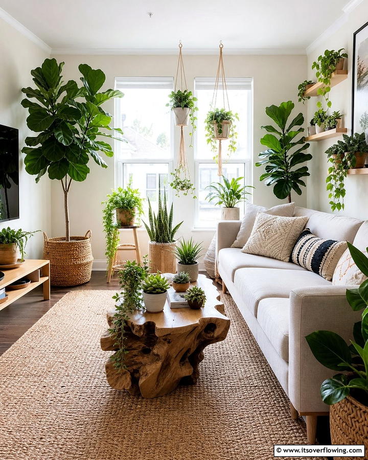 Adding Indoor Plants - 20 Natural Living Room Ideas for a Calm Retreat