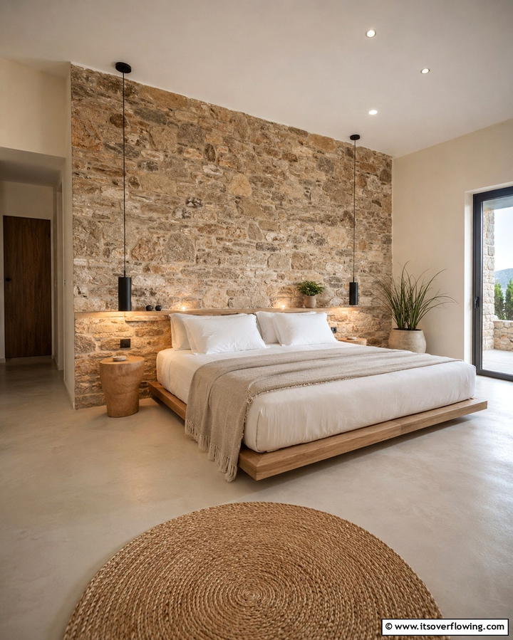 Adding Natural Stone Elements - 25 Greek Bedroom Design Ideas for a Mediterranean Feel