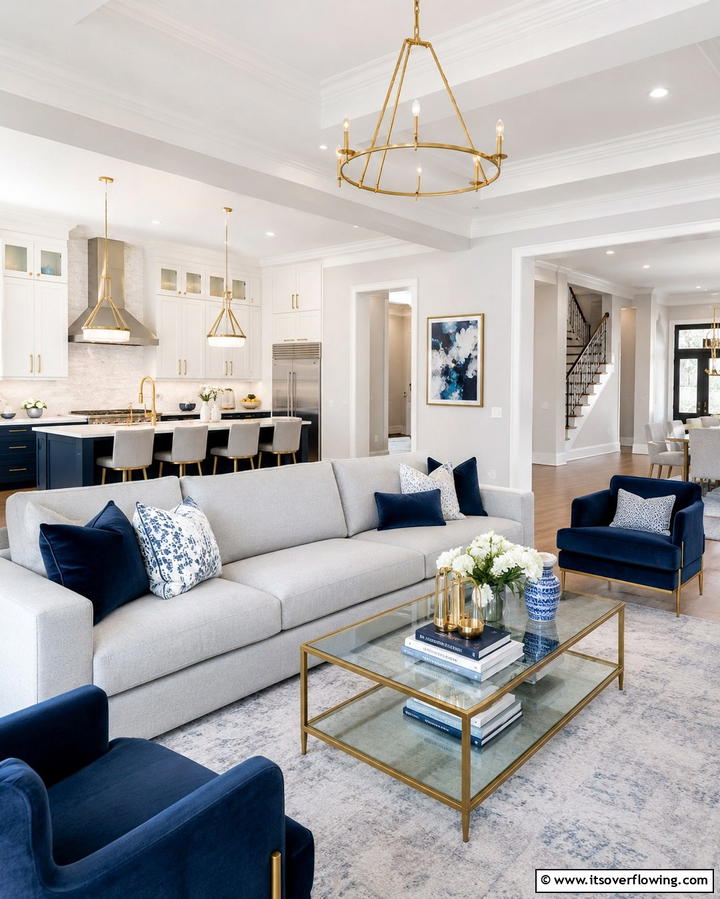 Adding Statement Lighting Fixtures - 25 Open Kitchen Living Room Ideas for a Spacious Feel