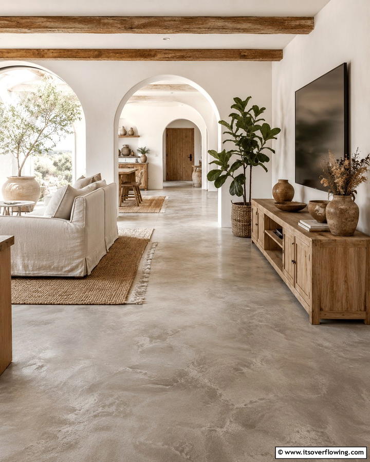 Adding Textured Finishes for Visual Interest - 25 Rustic Concrete Floor Living Room Ideas for Style