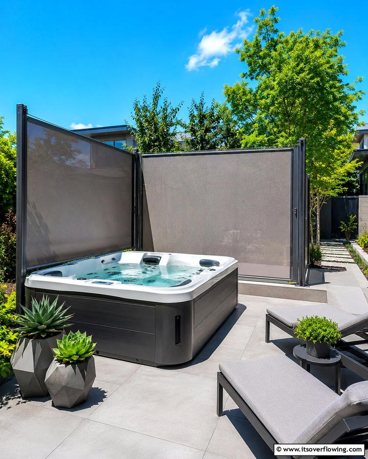 Adding a Retractable Privacy Screen - 25 Backyard Hot Tub Privacy Ideas for Relaxing Spaces