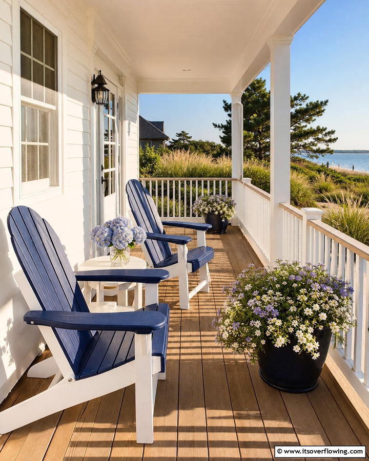 Adirondack Chairs - 20 Small Cape Cod Front Porch Ideas for Charm