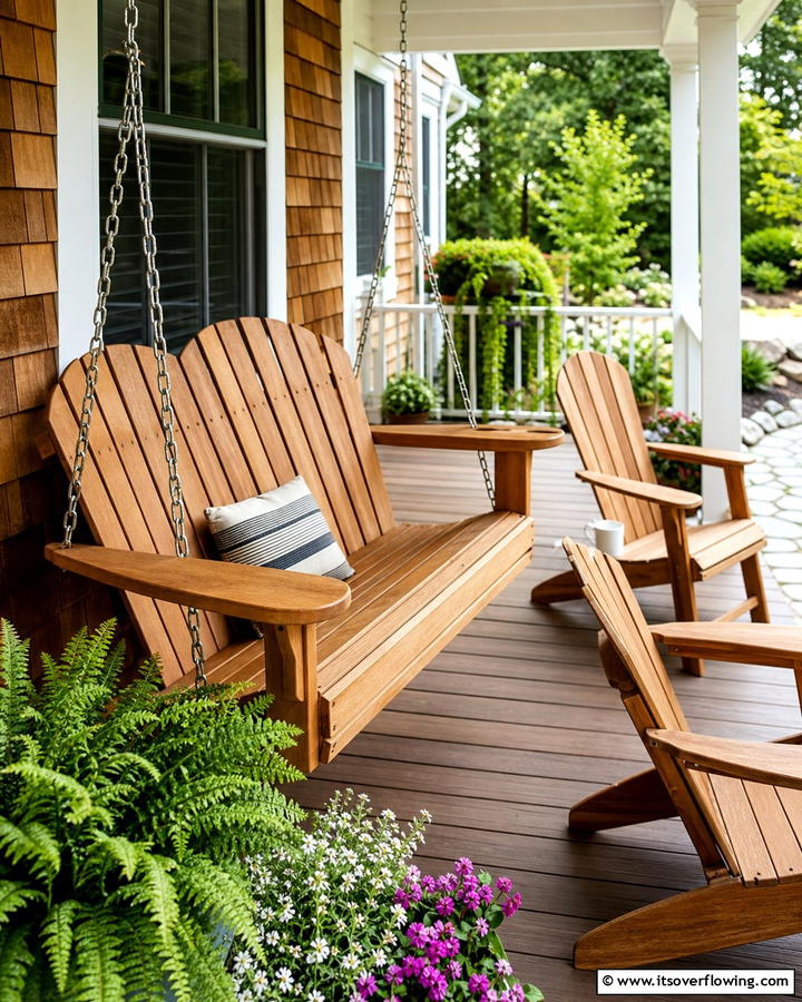 Adirondack Style Porch Swing - 20 Front Porch Swing Ideas for a Cozy and Inviting Entrance