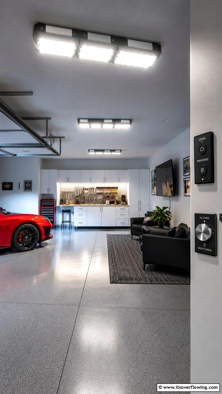 Adjustable Brightness Fixtures - 30 Garage Lighting Ideas for Bright, Functional Spaces