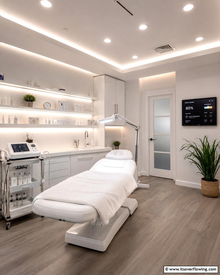 Adjustable Lighting for Customization - 25 Esthetician Room Ideas for a Relaxing and Professional Space