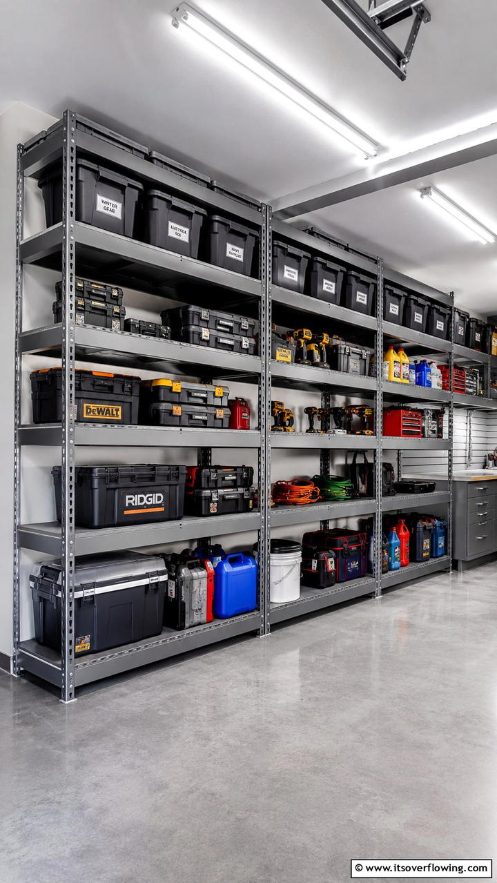 Adjustable Metal Shelving - 30 Garage Shelving Ideas for Clutter-Free Storage