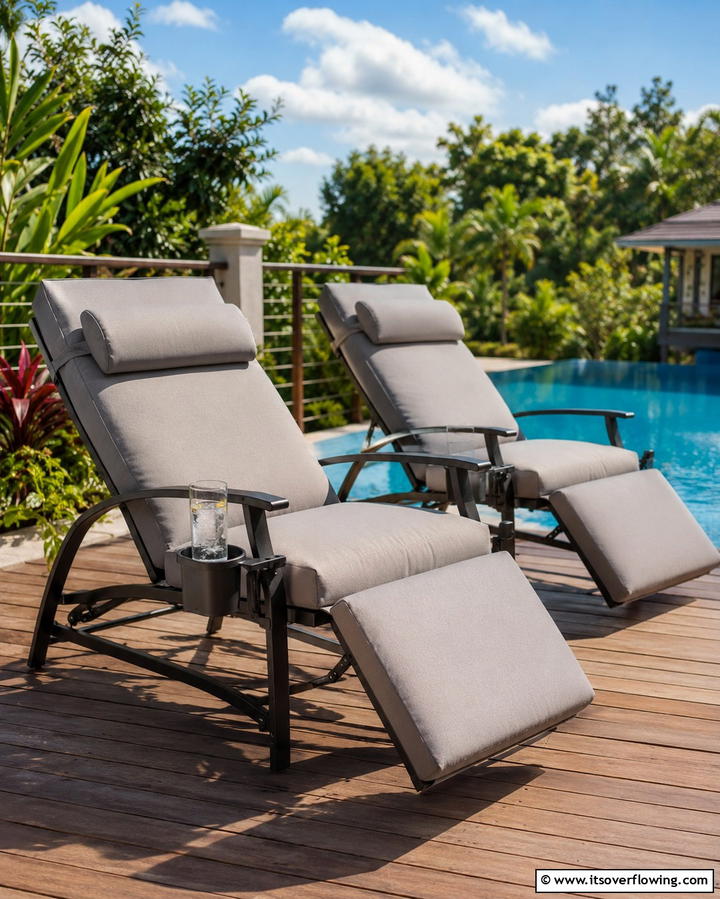 Adjustable Poolside Recliners - 25 Pool Furniture Ideas for a Relaxing Outdoor Oasis