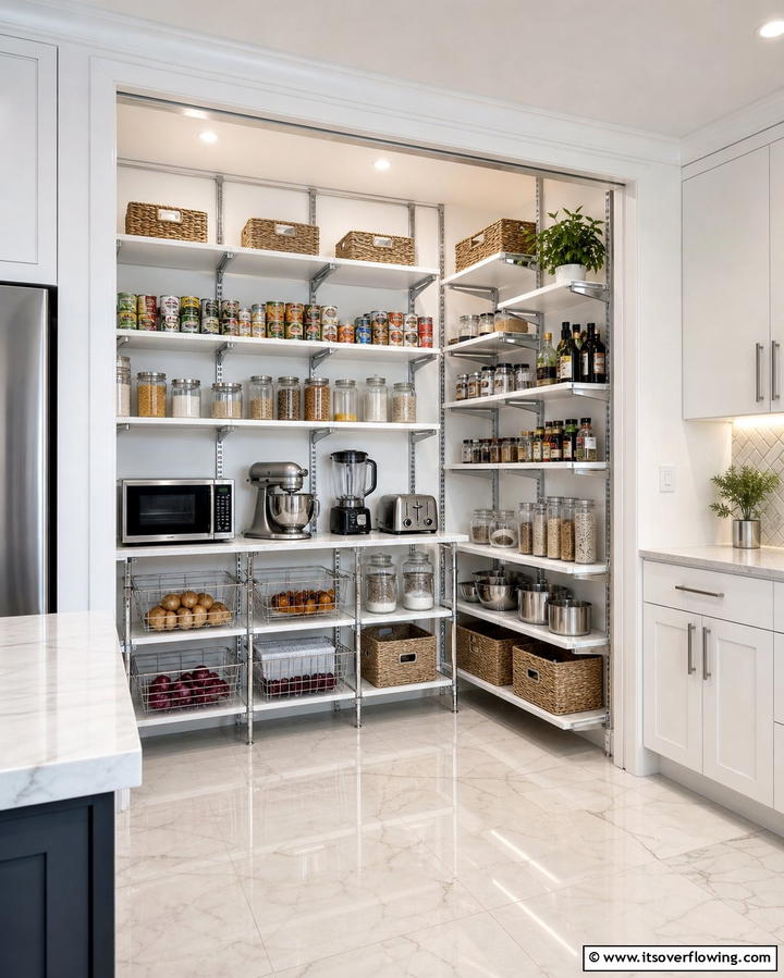 Adjustable Racks for Versatility - 21 Kitchen Pantry Ideas to Streamline Food Storage