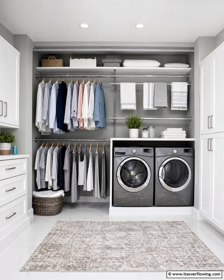 Adjustable Rod Systems - 21 Laundry Room Storage Ideas for Clutter-Free Efficiency