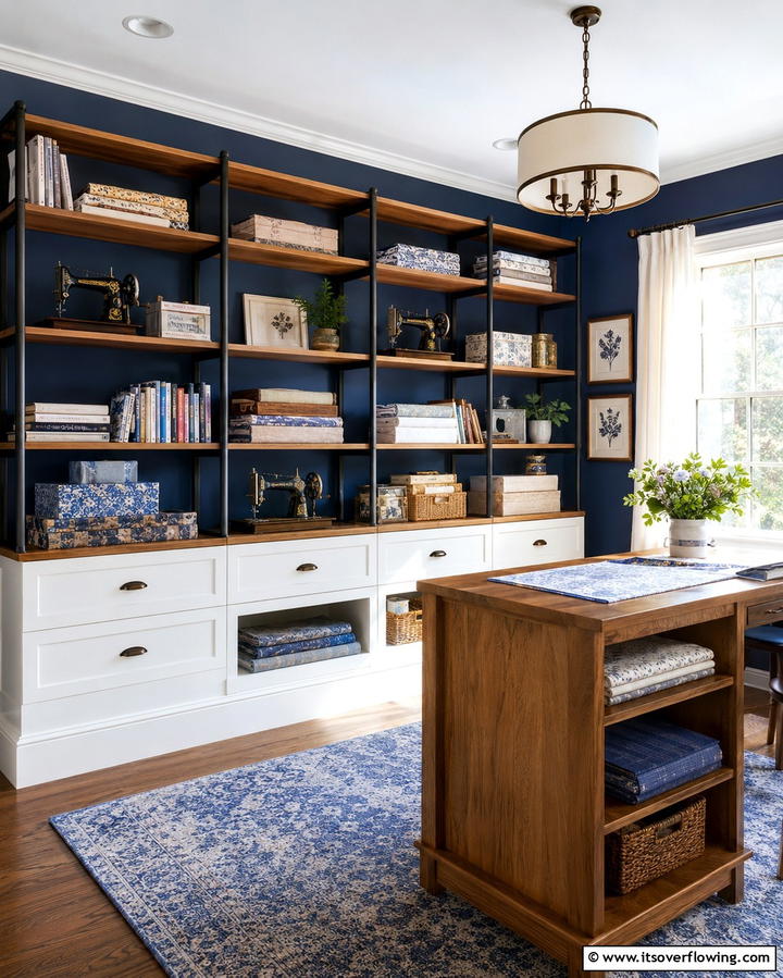 Adjustable Shelf Units - 25 Sewing Room Ideas for Crafters and Hobbyists