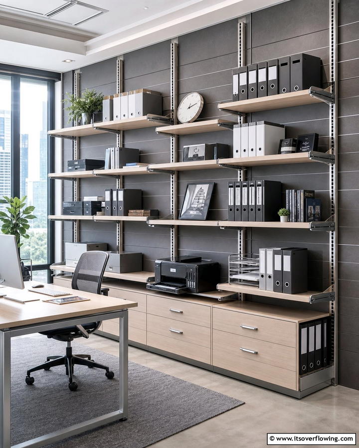 Adjustable Shelves for Customization - 25 Office Shelving Ideas to Maximize Storage and Style