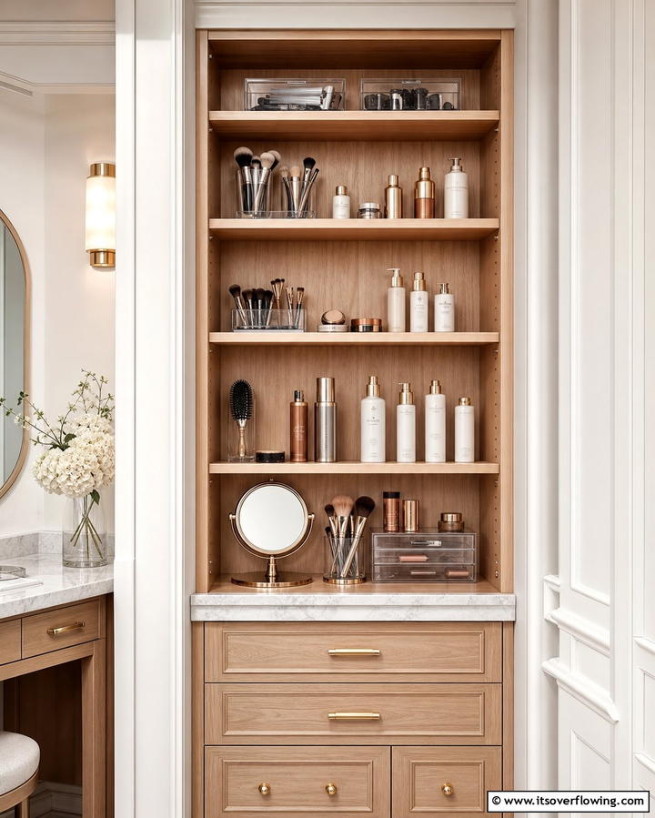 Adjustable Shelves for Flexible Storage - 25 Vanity Organization Ideas for a Clutter-Free Space
