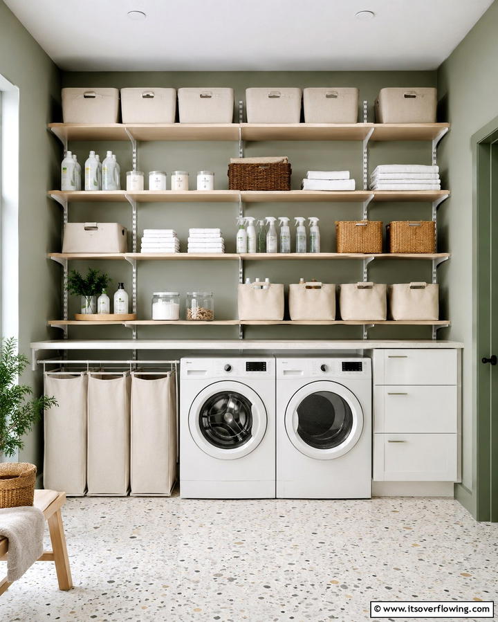 Adjustable Shelving Systems - 25 Creative Laundry Room Shelving Ideas for Organization