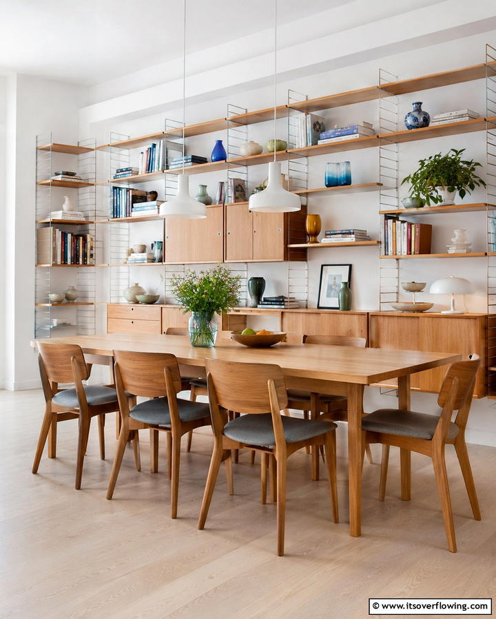 Adjustable Shelving Systems - 25 Library Dining Room Combo Ideas for Book Lovers
