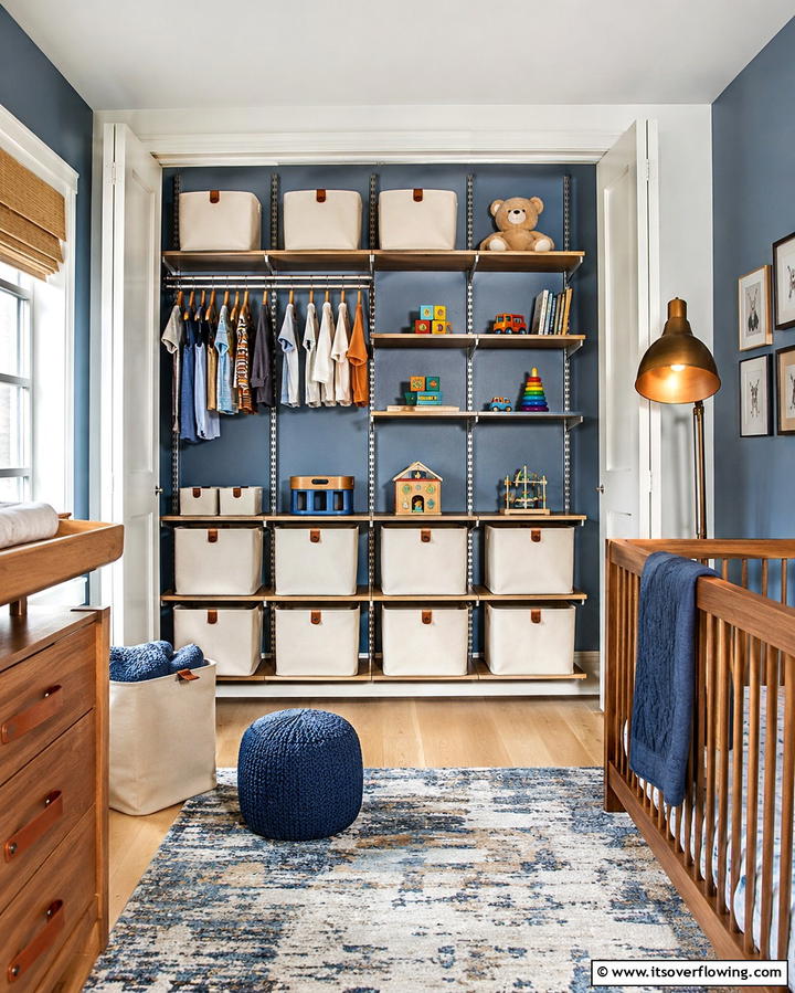 Adjustable Shelving for Growing Needs - 25 Nursery Closet Ideas for Organized Baby Spaces