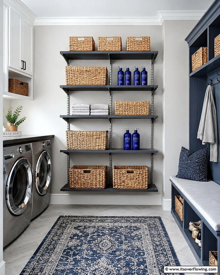 Adjustable Shelving for Versatility - 25 Creative Laundry Room Shelving Ideas for Organization