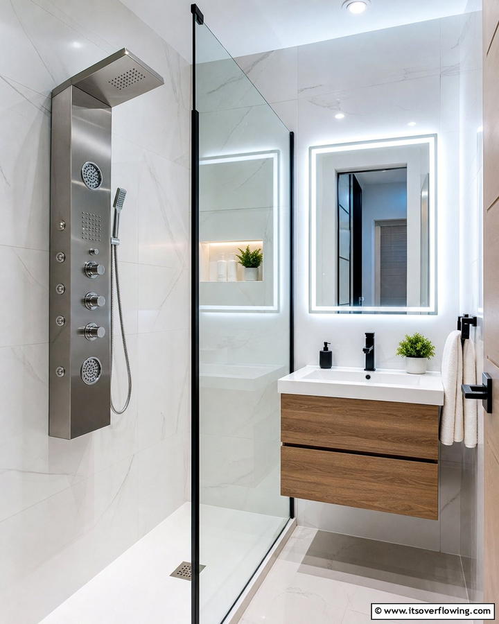 Adjustable Shower Panels - 21 Small Shower Design Ideas for Stylish Functionality