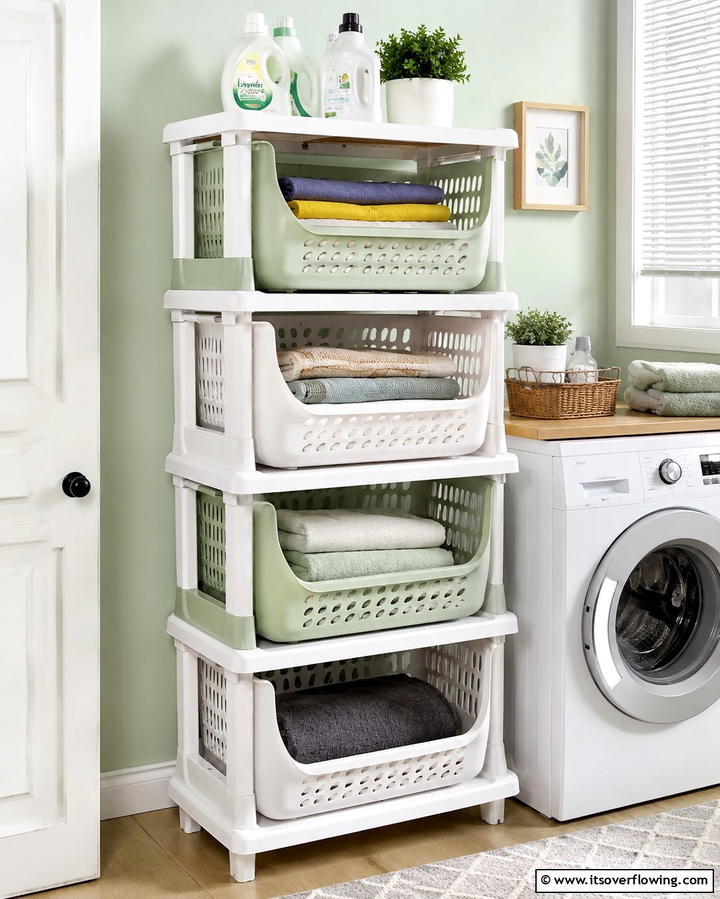 Adjustable Sliding Laundry Shelves - 30 Laundry Room Shelf Ideas- Maximize Storage & Efficiency
