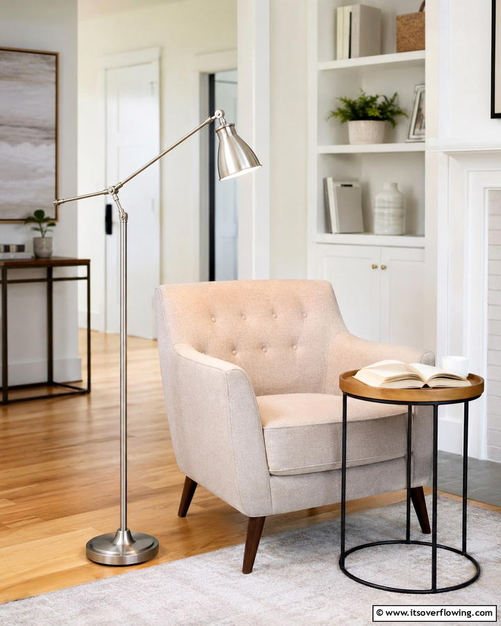 Adjustable Swing Arm Floor Lamp - 30 Living Room Floor Lamp Ideas- Stylish Lighting Solutions