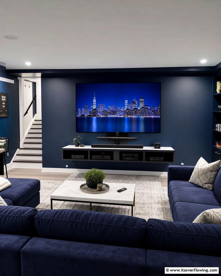Adjustable TV Stand Solution - 30 Basement Furniture Ideas for Functional Living Spaces