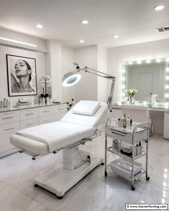 Adjustable Task Lighting for Precision - 25 Esthetician Room Ideas for a Relaxing and Professional Space