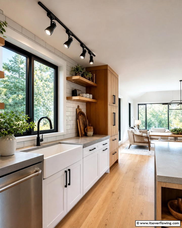 Adjustable Track Lighting for Versatility - 20 Kitchen Sink Lighting Ideas for a Brighter Space