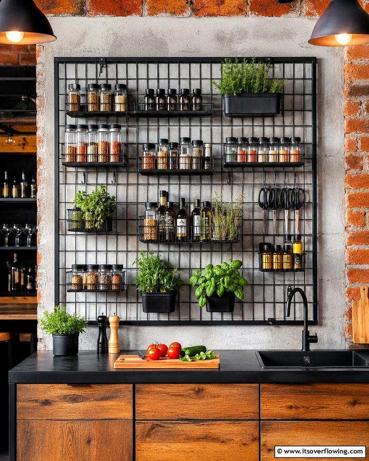 Adjustable Wall Grid - 25 Spice Rack Ideas to Organize Your Kitchen