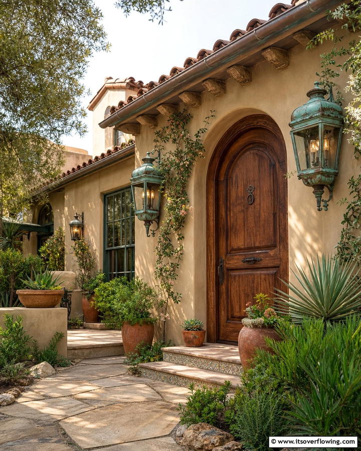 Aged Copper Fixtures - 25 Boho House Exterior Ideas for a Unique and Colorful Look