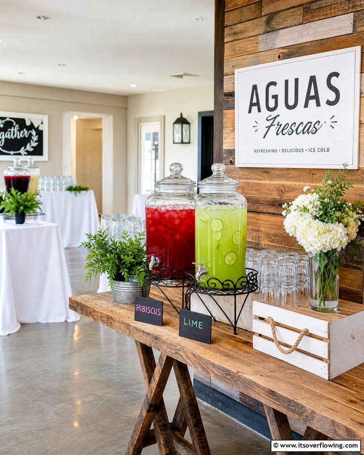 Aguas Frescas Station - 25 Mexican Wedding Ideas for a Colorful and Festive Celebration