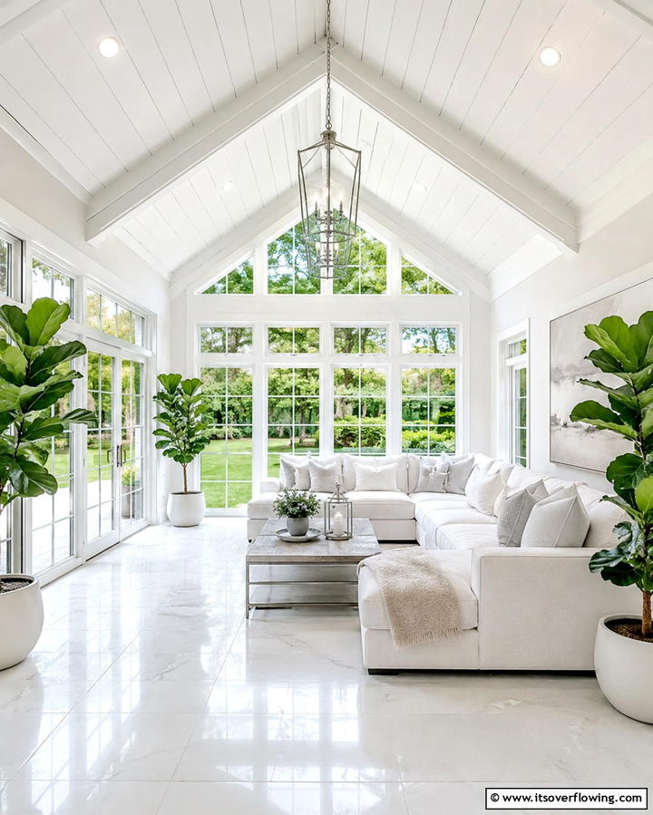 Airy Farmhouse Conservatory - 30 Farmhouse Sunroom Ideas for Cozy and Light-Filled Relaxation