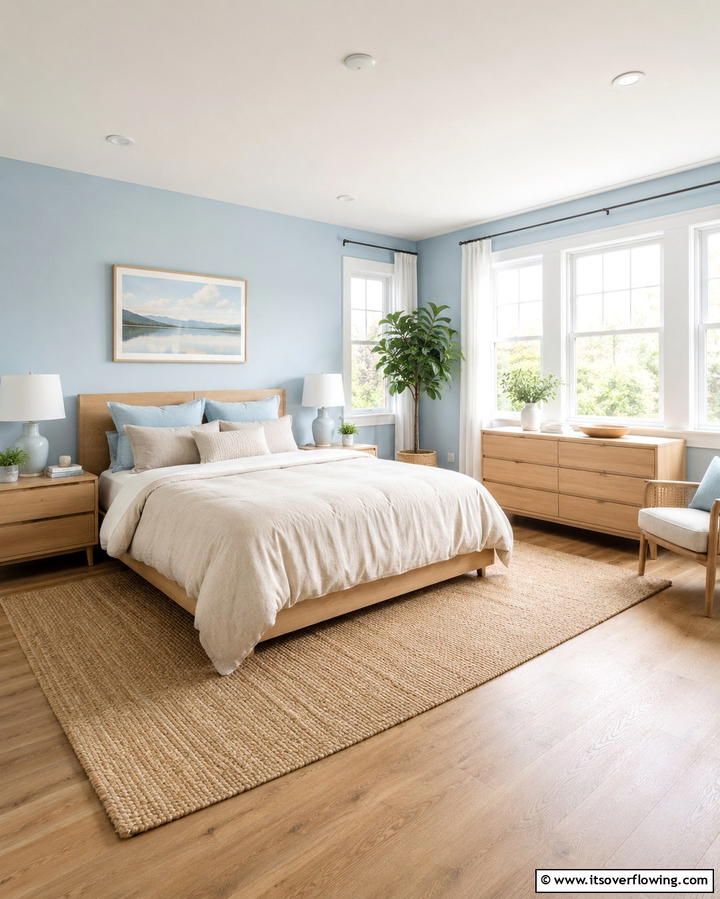 Airy Sheer Curtains - 25 Light Blue Bedroom Ideas for a Serene Retreat