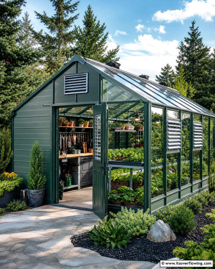 All Season Greenhouse and Storage - 30 Greenhouse and Shed Combo Ideas- Space-Saving Designs