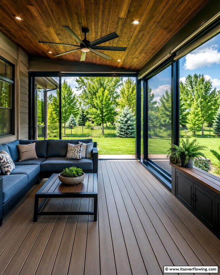 All Weather Screened Deck with Retractable Screens - 30 Screened-in Deck Ideas for Bug-Free Outdoor Living