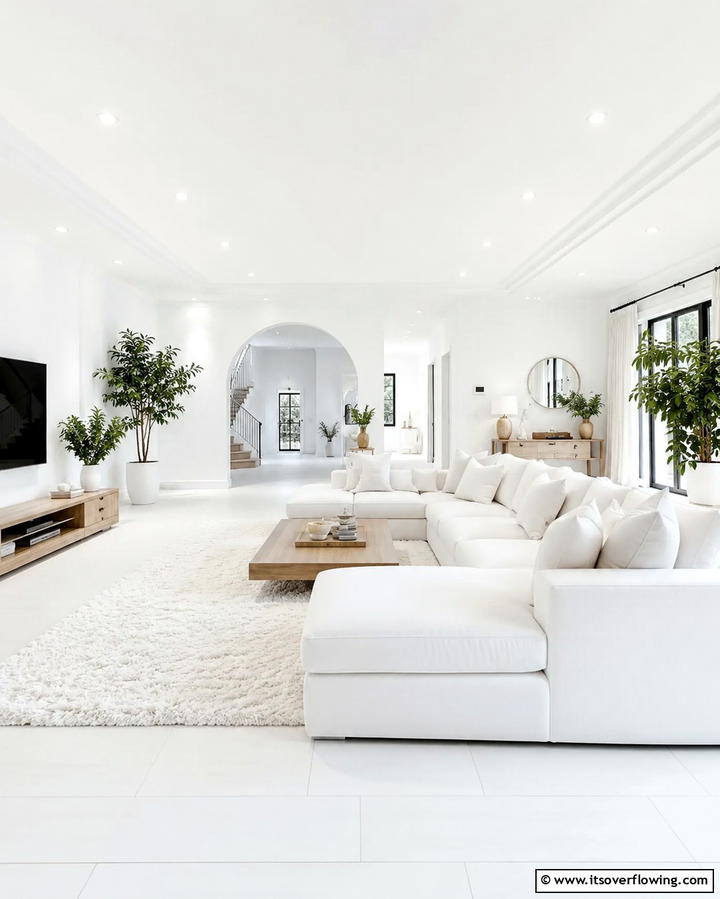 All White Elegance - 25 Monochromatic Living Room Ideas for a Sleek Look