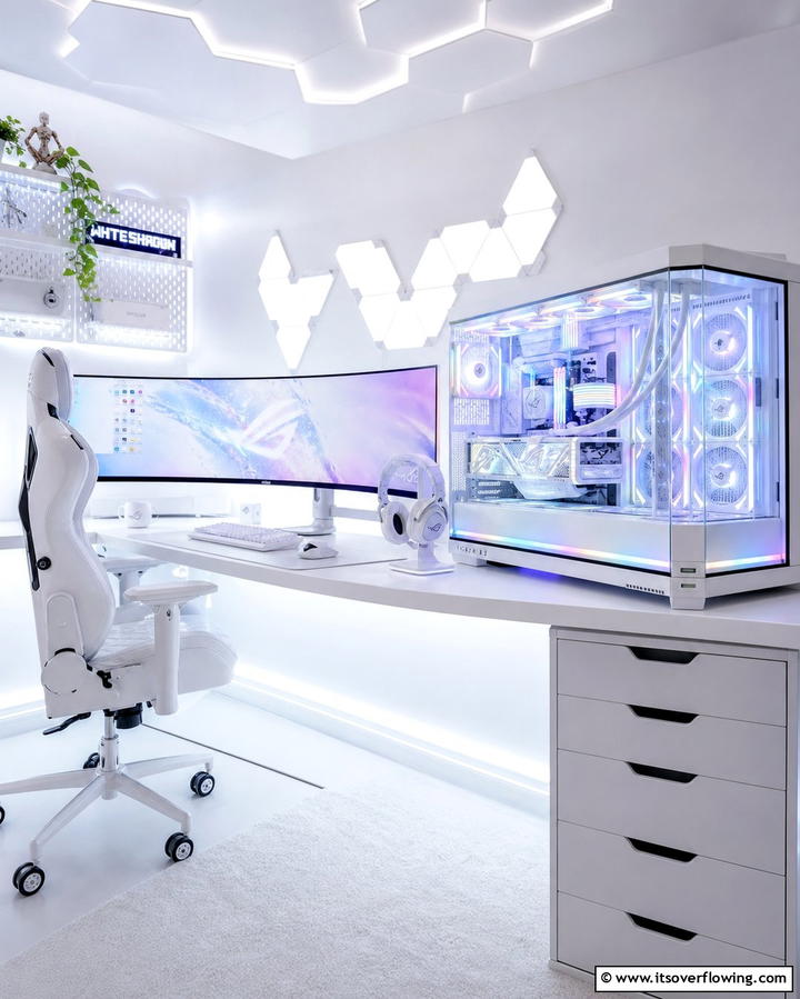 All White Gaming PC Case - 25 All White Gaming Setup Ideas for a Sleek Look