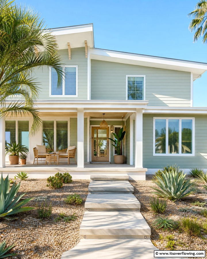 Aloe Coolness - 20 Light Green House Exterior Ideas for a Fresh Facade