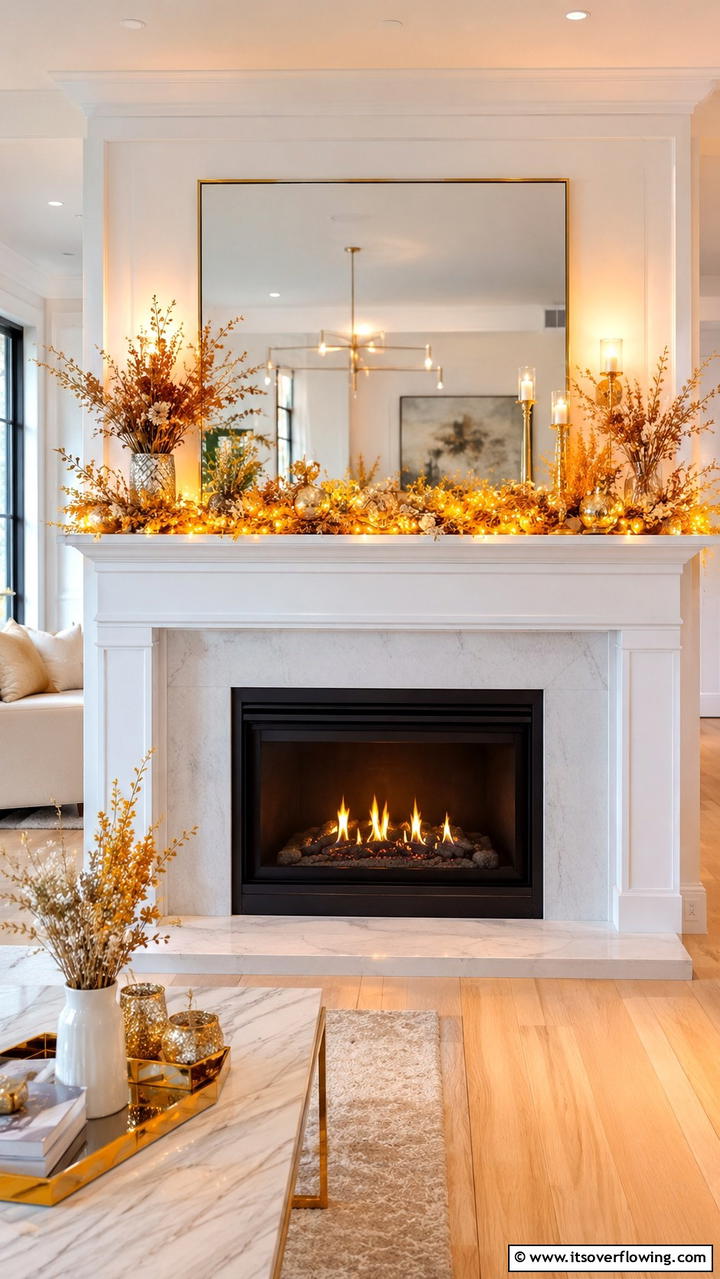 Amber Glow - 30 Fall Mantel Decor Ideas for Seasonal Coziness
