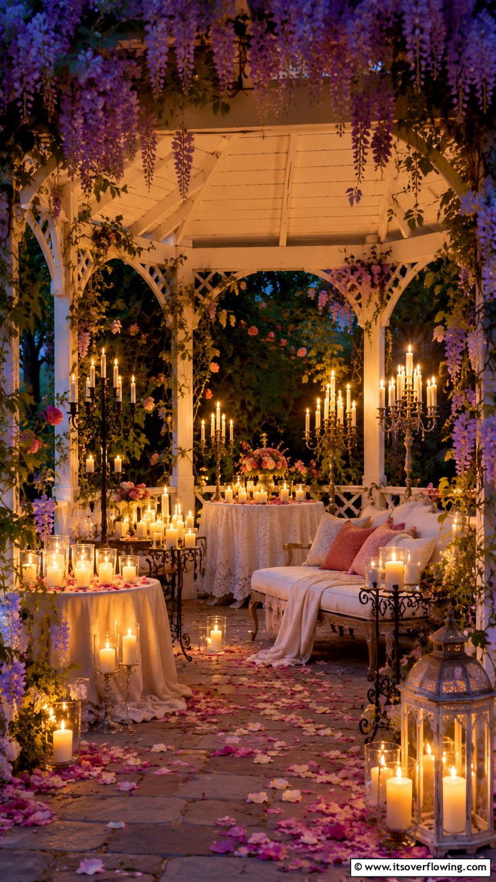Ambient Candlelight Glow - 30 Gazebo Lighting Ideas- Ambient Outdoor Illumination