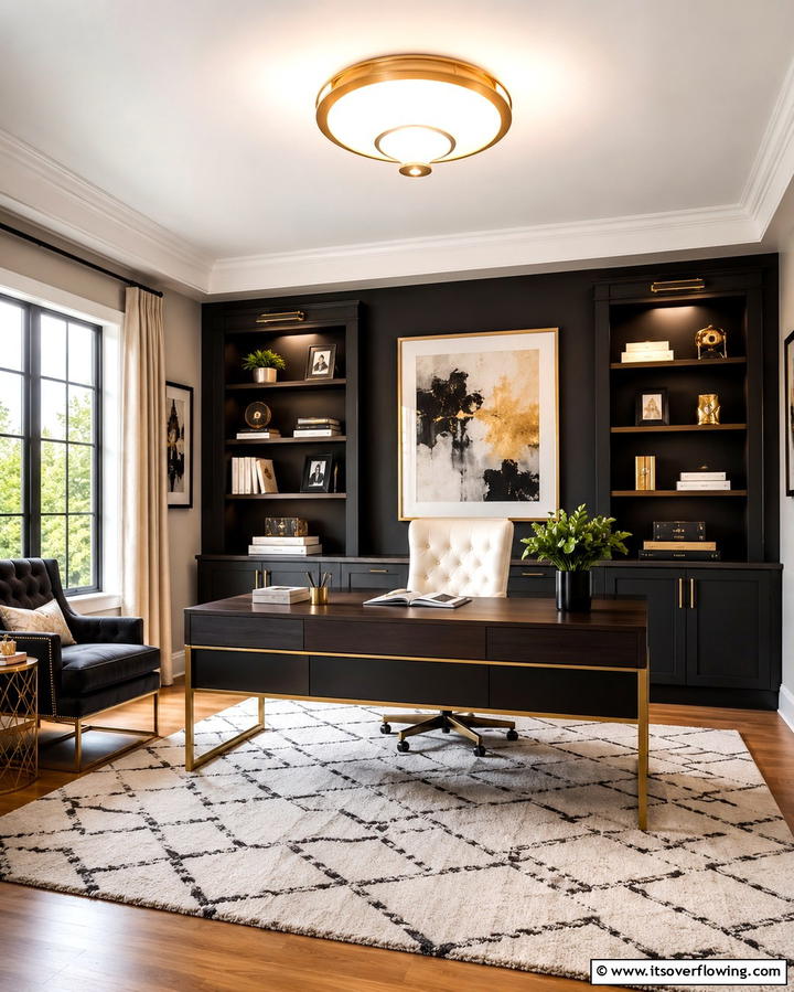 Ambient Ceiling Fixtures - 30 Home Office Lighting Ideas- Brighten Your Workspace